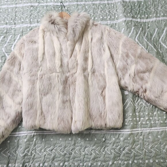 Cream Colored Real Rabbit Fur Coat - Picture 2 of 3